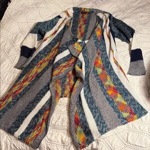 New Directions Multicolor Open Front Cardigan